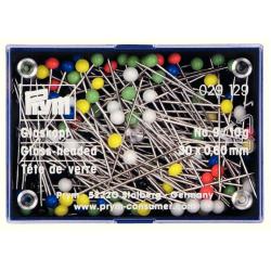 Steel Pins, colourful glass head